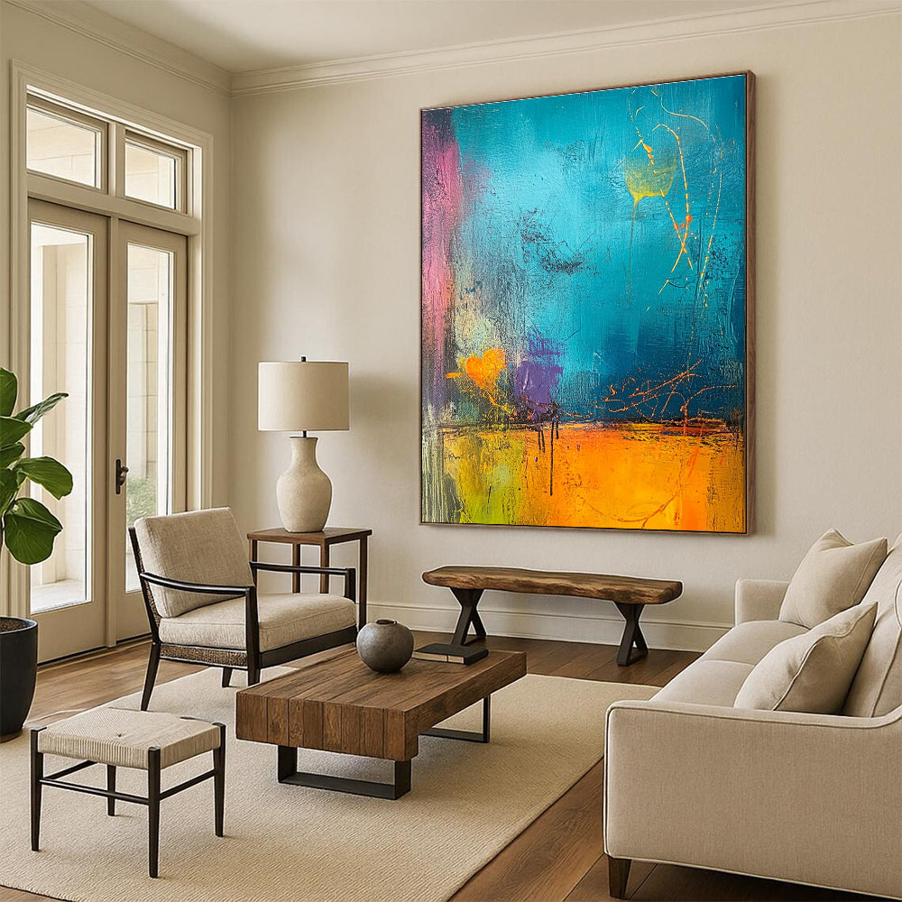 Vibrant Color - Blocked Abstract Painting for Creative Studios GAB0872