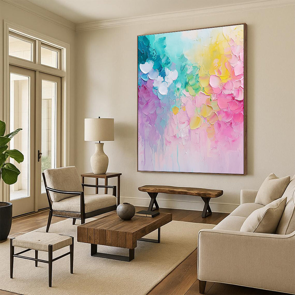 Rainbow Floral Abstract Painting for Cheerful Children’s Playrooms GAB0916
