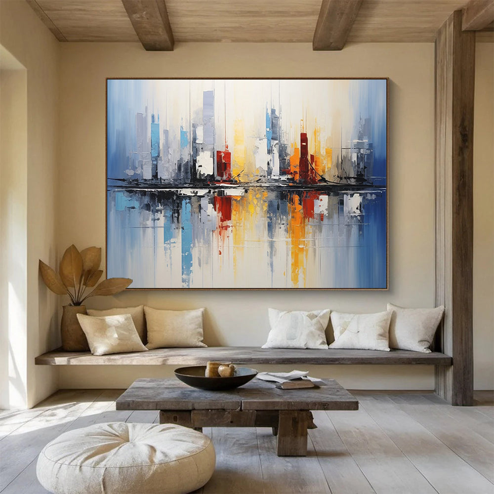 City Reflection Abstract Painting for Modern Office Spaces YHT170