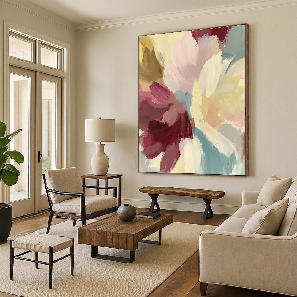 Colorful Abstract Flowers Painting with Cheerful Blooms WINK413