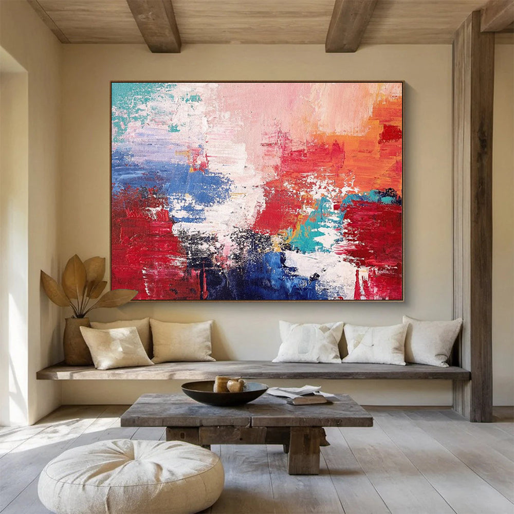 Red - Blue - White Abstract Painting for Bold Corporate Offices YHT388