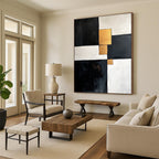 Black White Gold Abstract Painting with Geometric Luxury WINK667
