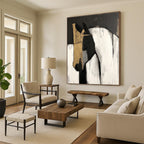 Abstract Horse Portrait Painting with Gold Accents WINK610