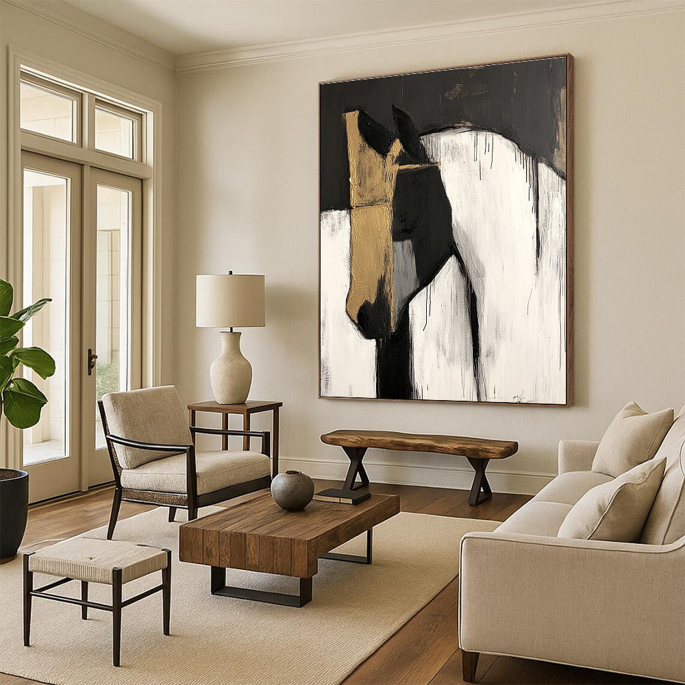 Abstract Horse Portrait Painting with Gold Accents WINK610