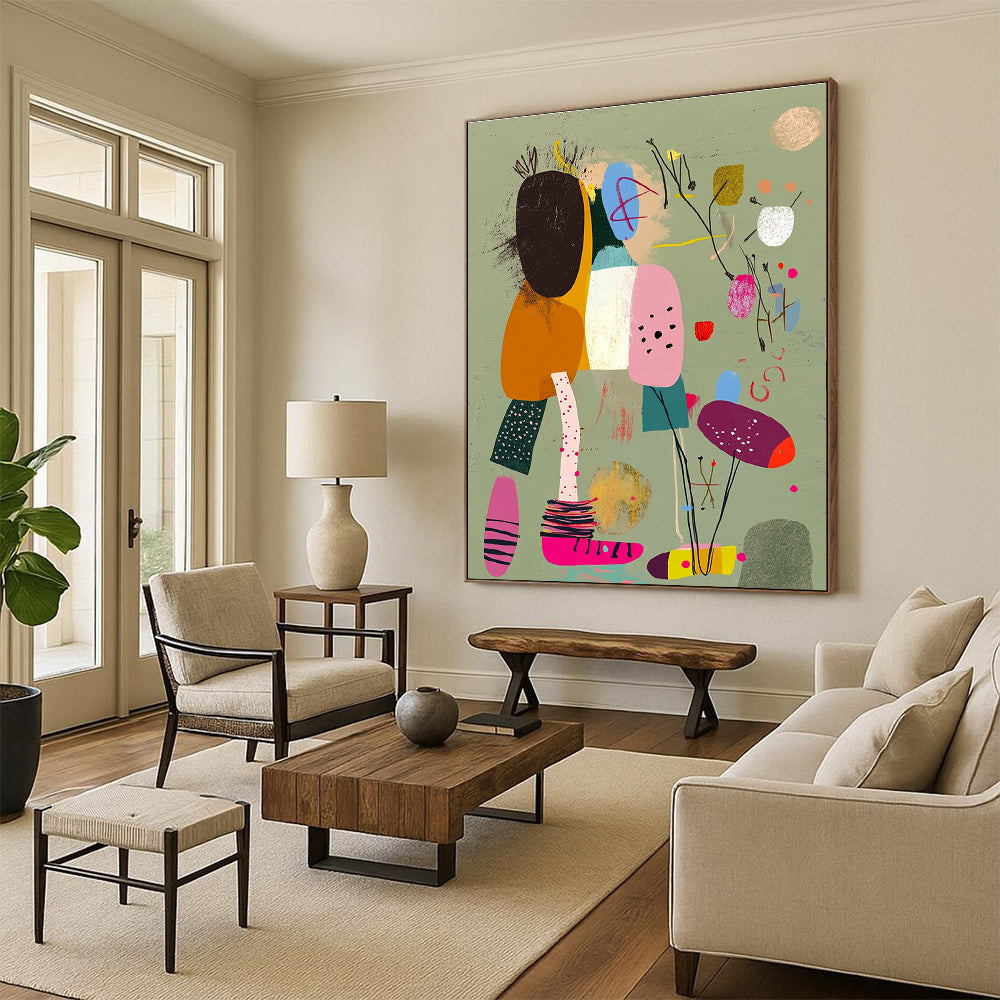 Pastel Abstract Figures Painting with Gentle Tones GAB0103
