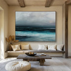 Dark Sea Abstract Mysterious Seascape Painting for Dramatic Spaces YHT034