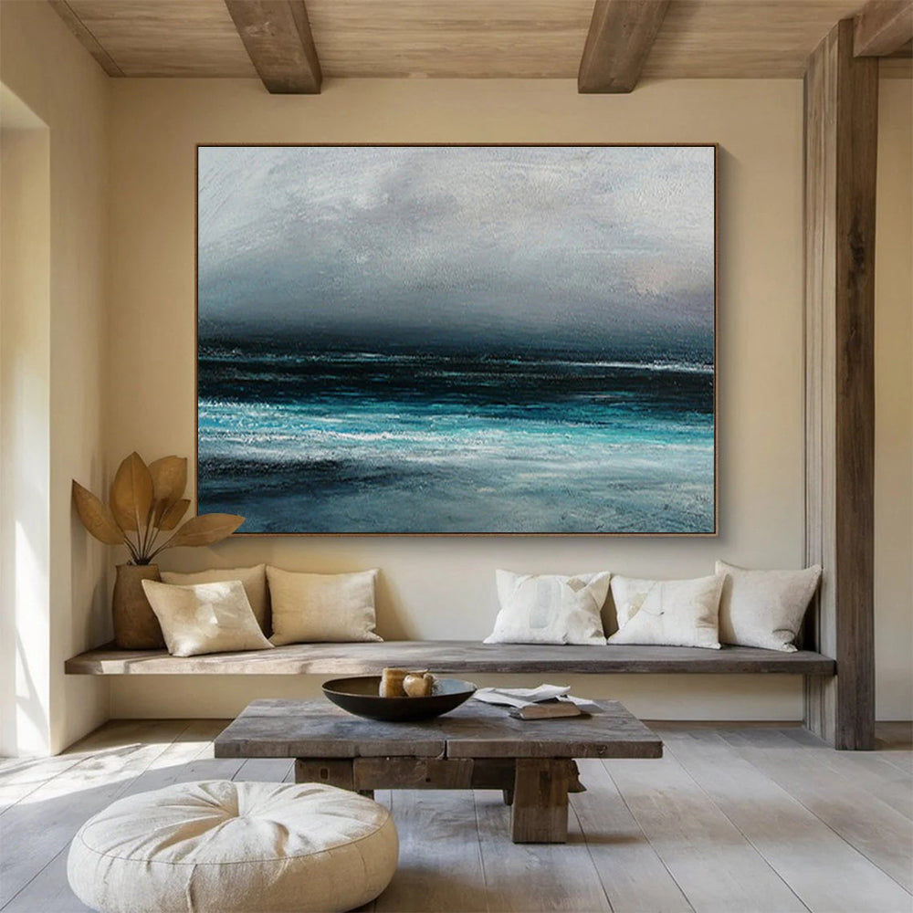 Dark Sea Abstract Mysterious Seascape Painting for Dramatic Spaces YHT034