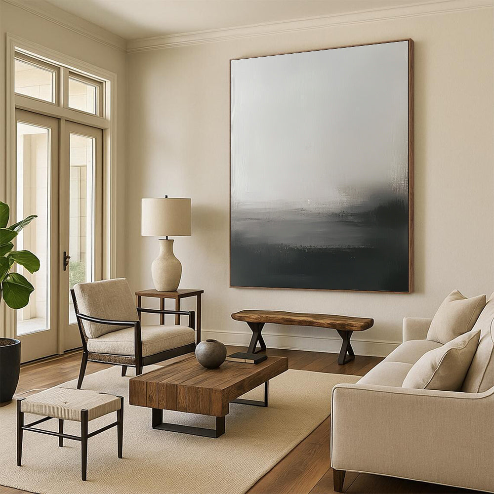 Monochrome Mist Abstract Painting for Minimalist Decor GAB0703
