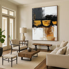 Gold - Black Abstract Shapes Painting with Bold Simplicity WINK368