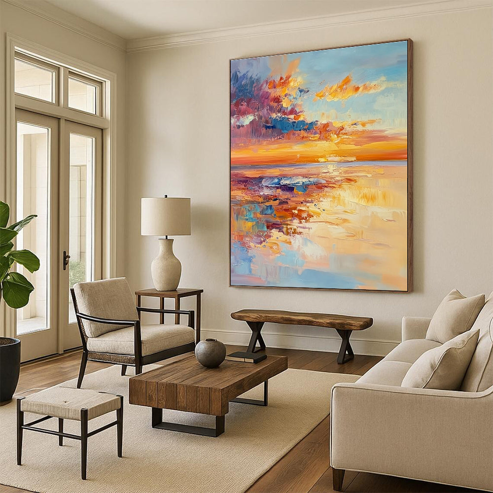 Sunset Beach Abstract Painting with Dynamic Colors GAB0009