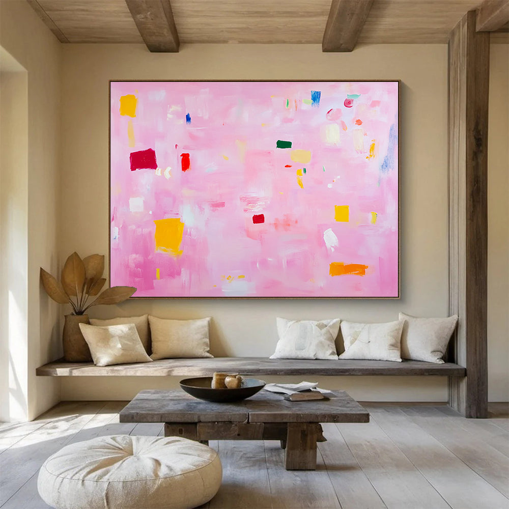 Delicate Pink Abstract Whimsical Charm Dots Painting ABS127