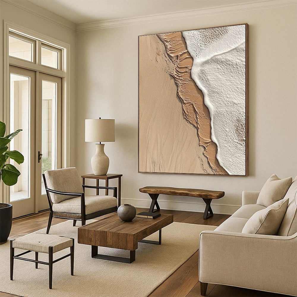 Beach Wave Textured Abstract Painting for Coastal Home Living Rooms GAB1333