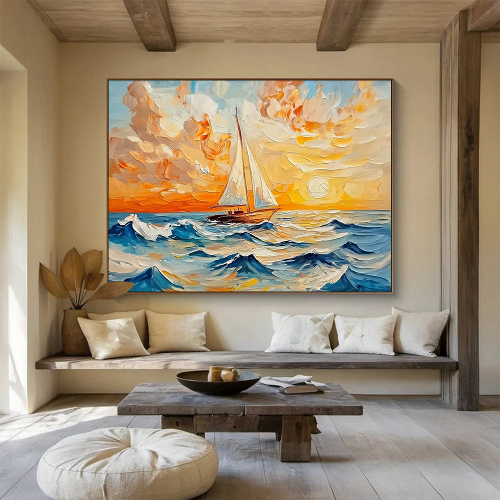 Sailboat at Sunset - Nautical Beauty on Canvas ABS011