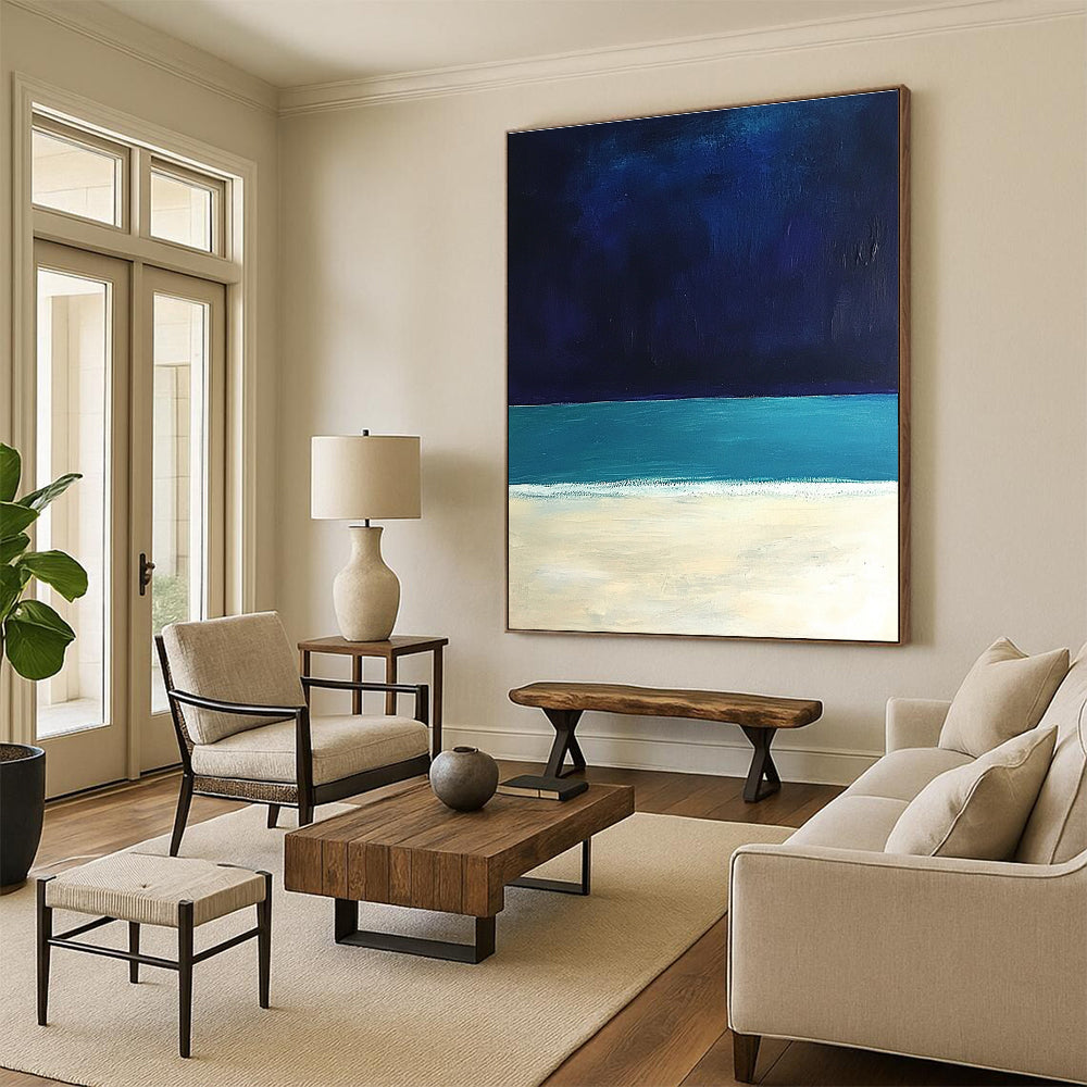 Dark Beach Scene Abstract Painting for Nautical - Themed Studies GAB1301