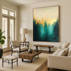 Blue Green Gold Abstract Painting with Ethereal Beauty WINK551
