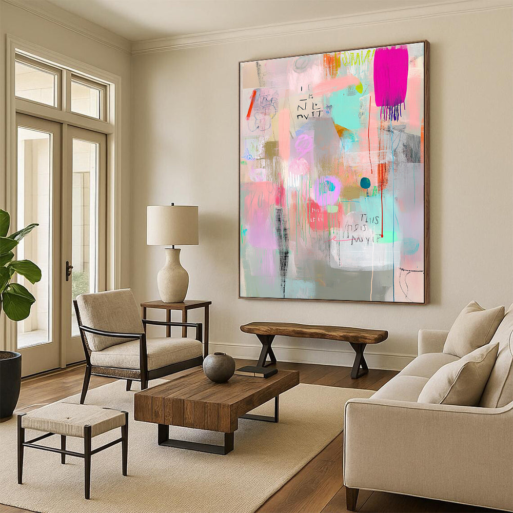 Pastel Abstract Layers Painting of Gentle Expressions GAB0158