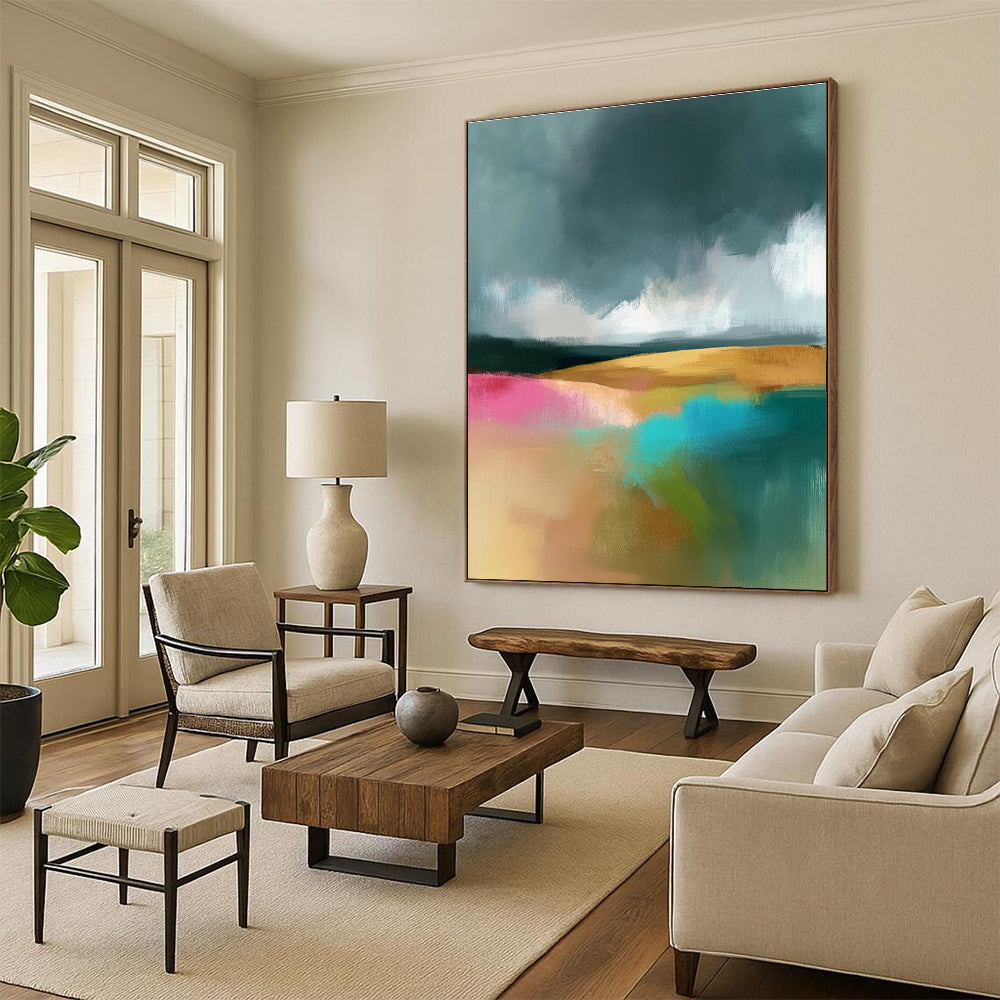 Colorful Field Abstract - Vibrant Landscape Abstract Art GAB0523