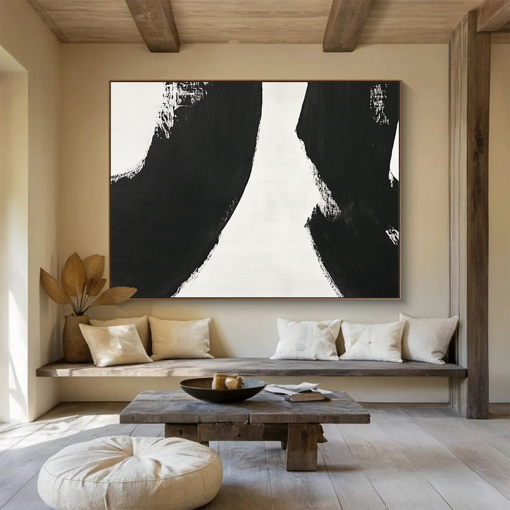 Black - White Abstract Forms  Minimalist Drama ABS031