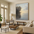 Lake at Sunset Serene Landscape Abstract Painting GAB0333