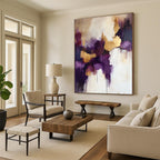 Purple Gold White Abstract Painting with Luxurious Vibes WINK618