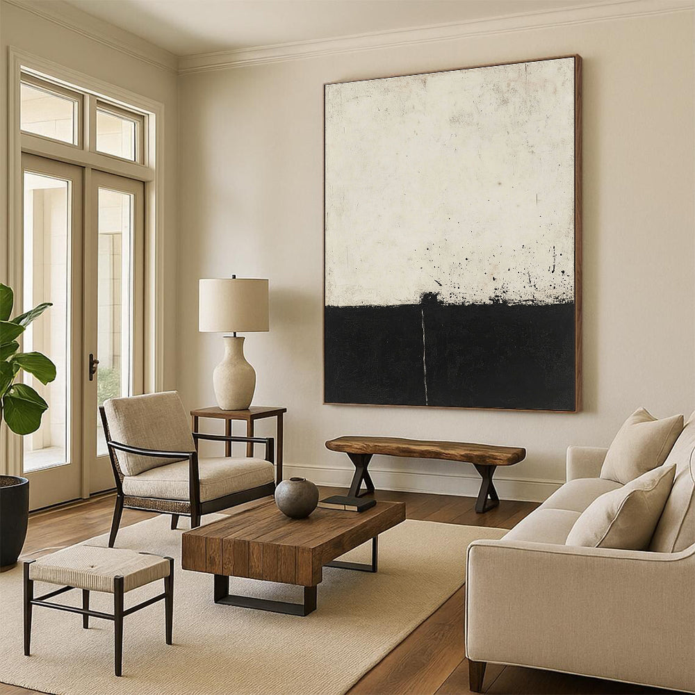Black and White Minimalism Abstract Painting of Subtle Contrast GAB0196