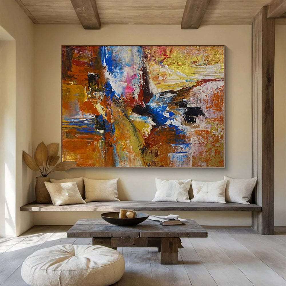 Orange - Blue - Gold Abstract Painting for Vibrant Creative Studios YHT385
