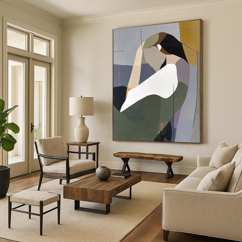 Abstracted Contemplative Figure Modern Portrait Abstract Painting GAB0267