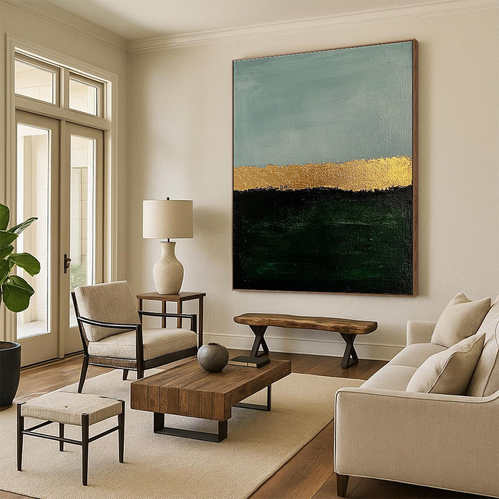 Gold Accent Landscape Abstract Painting with Elegant Simplicity WINK191