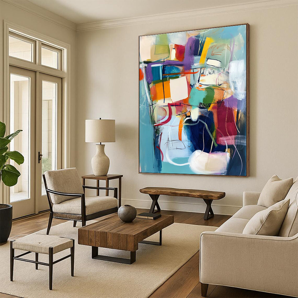 Dynamic Color Block Abstract Painting for Creative Office Spaces GAB1241