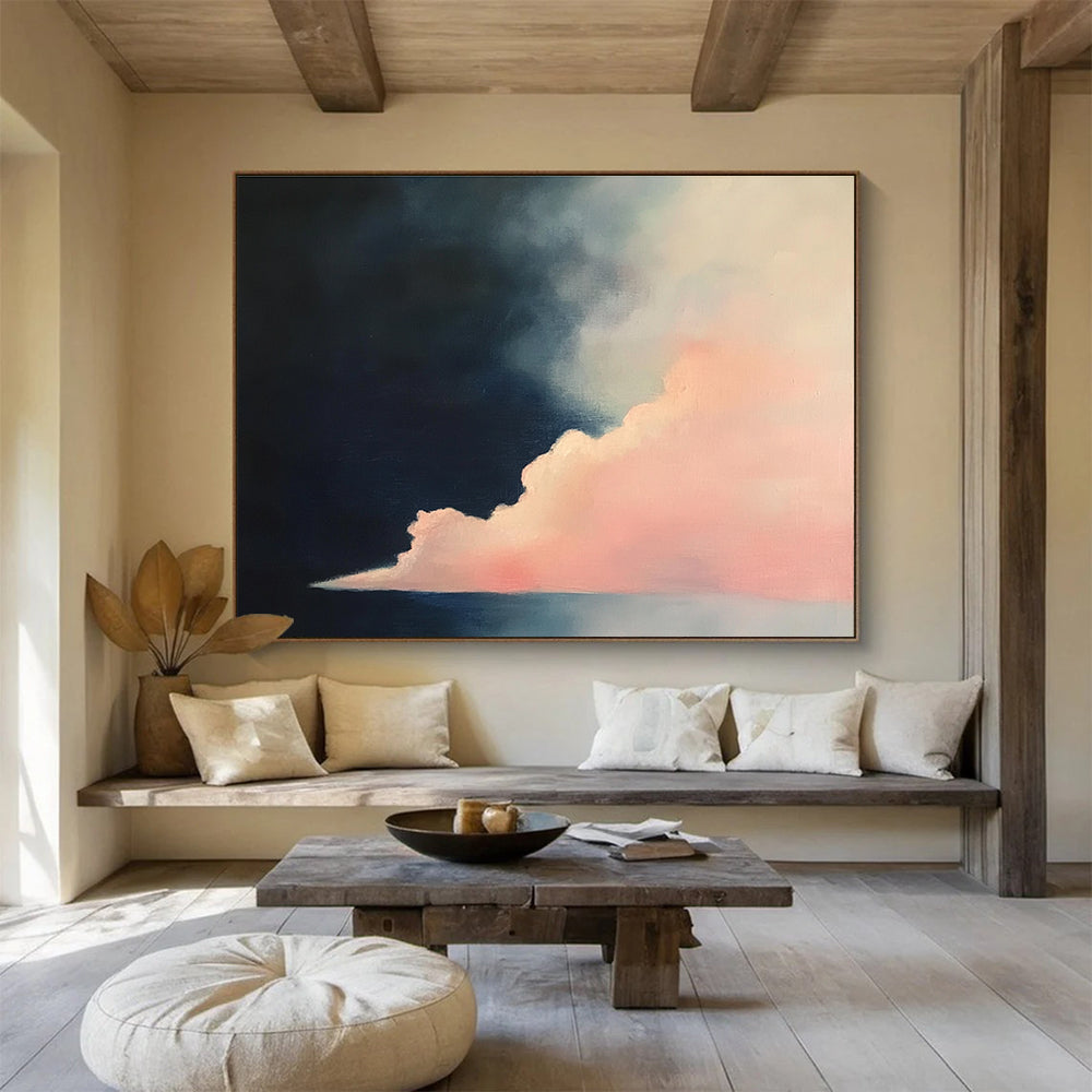 Dramatic Sky with Pink Cloud Painting with Bold Color Contrast ABS566