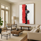 Red - Black Minimalist Abstract Painting for Modern Entryways HENG390