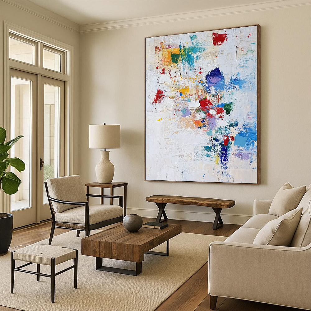 Colorful Patchwork Abstract Painting with Playful Whimsy WINK752