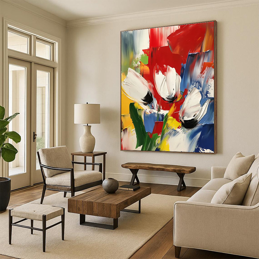 Colorful Floral Abstract Painting with Vivid Blooms WINK601