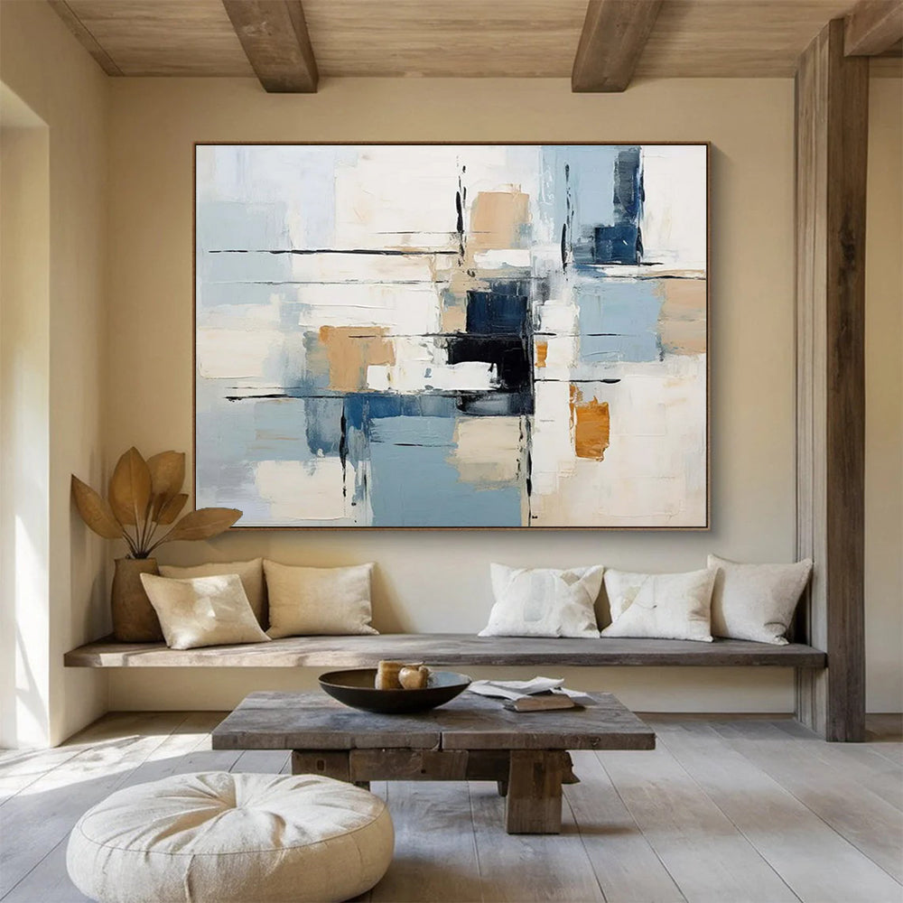 Soft Color Block Abstract Painting for Calm Interiors YHT091