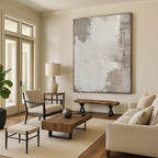 Light Gray Textured Canvas Abstract Painting with Subtle Simplicity WINK042