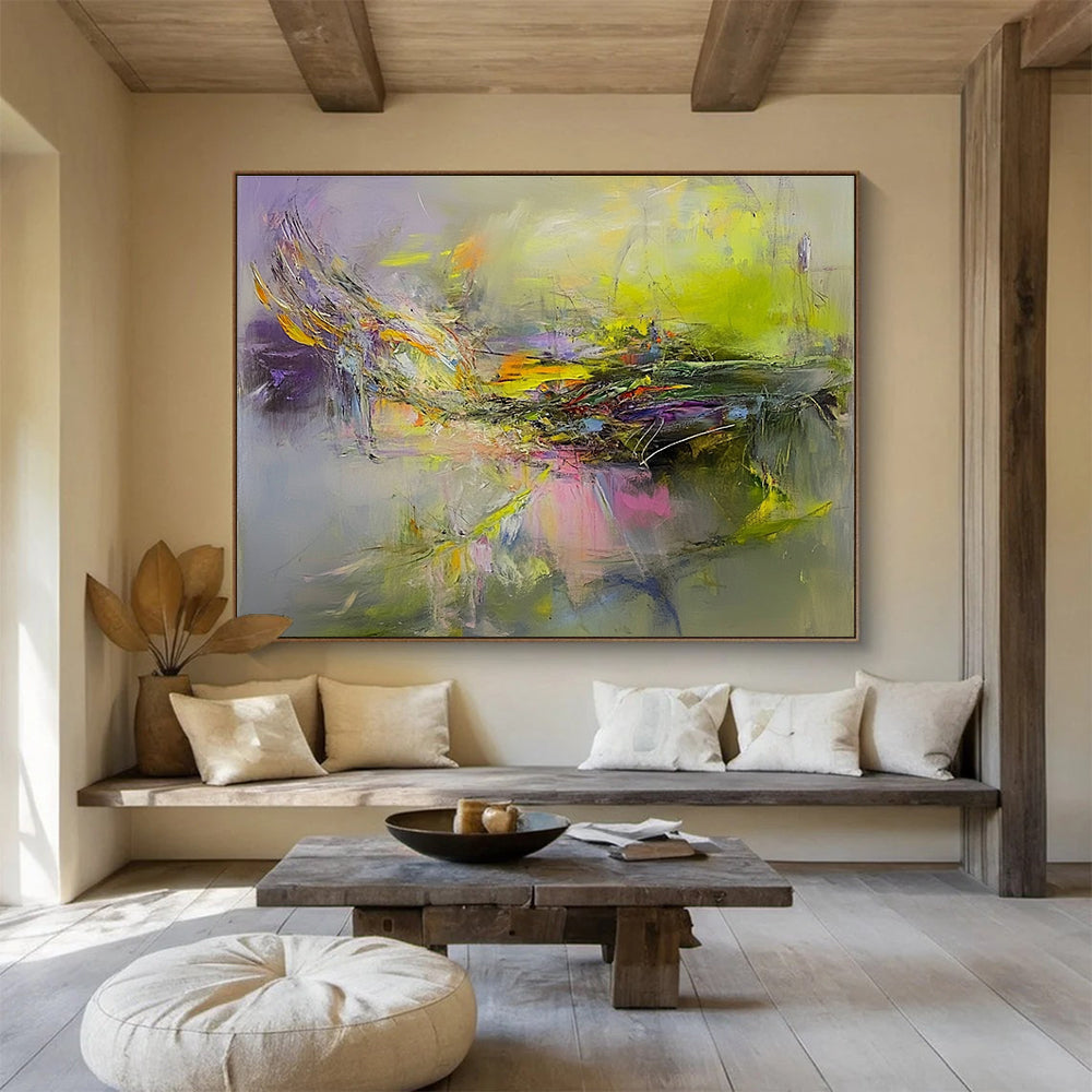 Bright Color Fusion Abstract Painting with Vivid, Harmonious Blends ABS463