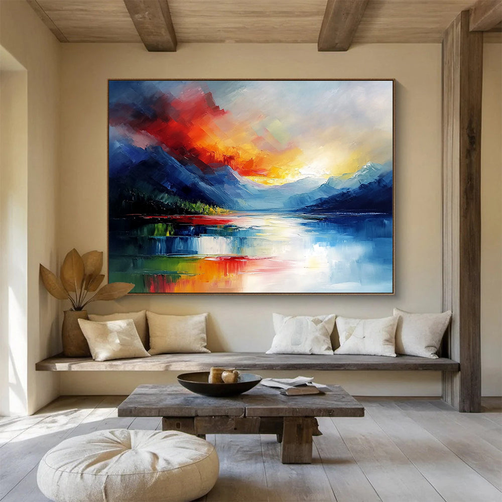 Impasto Sunset Mountain Abstract Painting ABS237