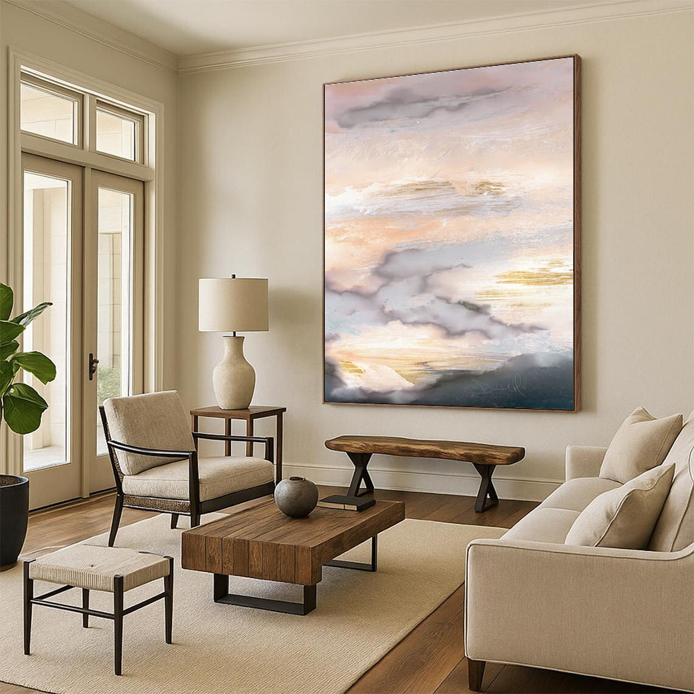 Ethereal Cloud - Sunset Abstract Painting for Luxury Hotel Suites HENG166