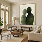 Green Silhouette Couple Abstract Painting of Subtle Togetherness GAB0211