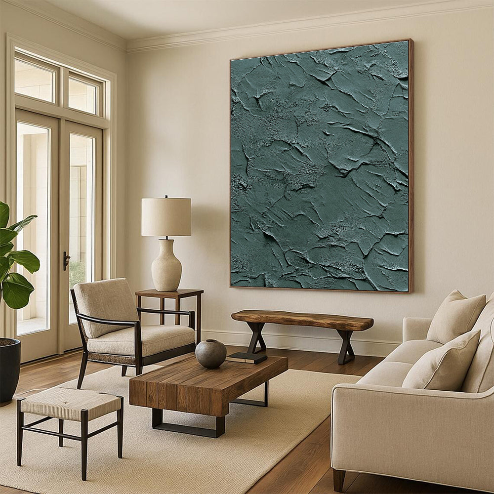Green Textured Surface Abstract Painting with Natural Roughness WINK090