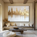 Subtle Golden Skyline with Textured Layers Abstract Painting ABS312