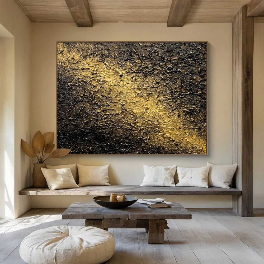 Golden Textured Abstract Painting for Luxury Hotel Lobbies YHT370