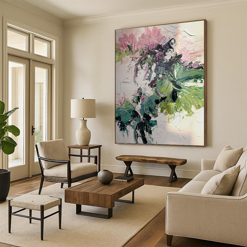 Textured Expressive Flower Bouquet Abstract Painting for Lively Interiors HENG271