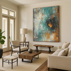 Abstract Portrait in Textured Background Painting for Bohemian - Styled Bedrooms GAB1128