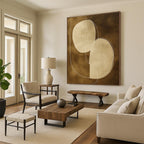 Brown and White Geometric Abstract Painting for Minimalist Offices GAB0971