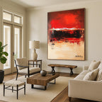Red - Beige Dynamic Abstract Painting: Bold Strokes for Modern Spaces GAB0954
