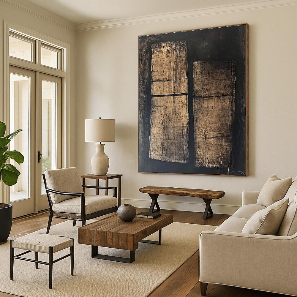 Textured Dark Abstract Painting for Industrial - Style Home Theaters GAB1176
