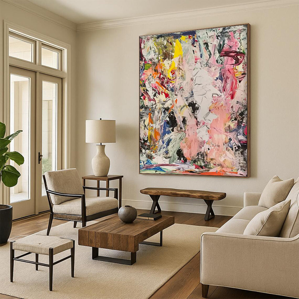 Chaotic Color Fusion Abstract Painting for Contemporary Art Galleries HENG097
