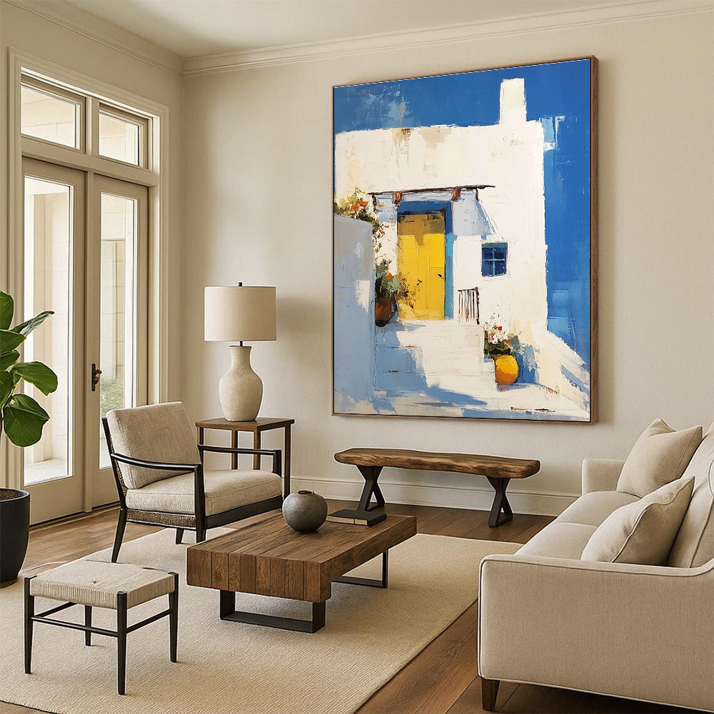 Mediterranean House Scene - Vibrant Architectural Abstract Painting GAB0410
