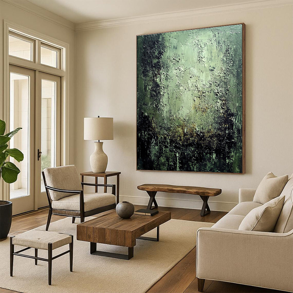 Textured Green Abstract Painting for Nature - Inspired Offices GAB1067